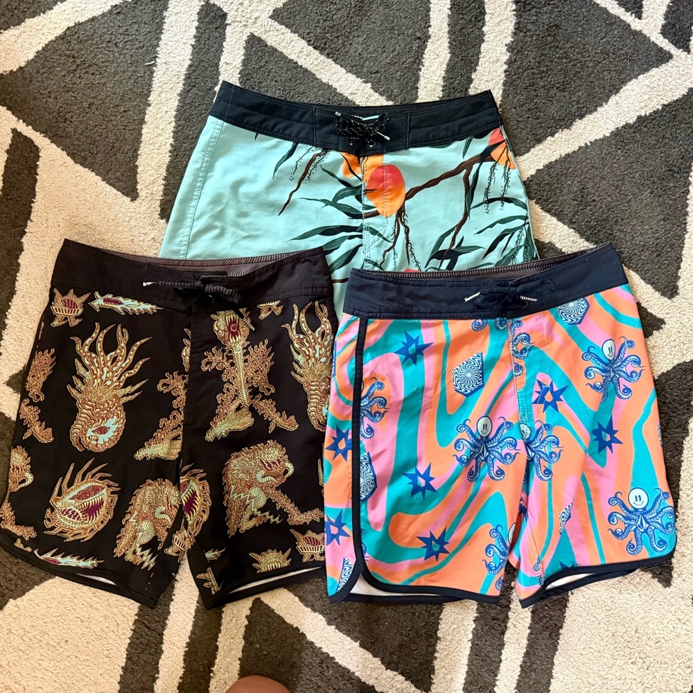 🏄‍♂️ Volcom & Billabong Boys Swim Surf Trunks EUC